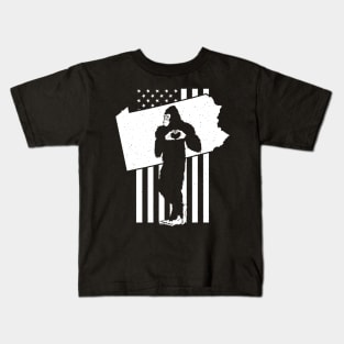 Pennsylvania Bigfoot American Flag Kids T-Shirt